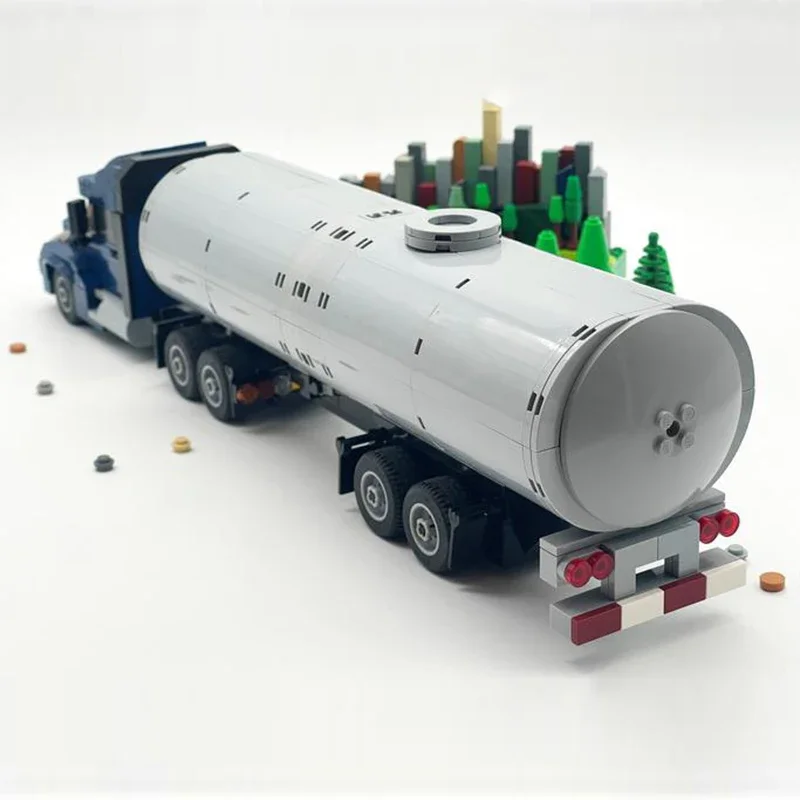 HtMoc Fuel Tanker flatbed truck blocks speed champions moc truck lorry toys tank truck transporter toy moc cars bricks