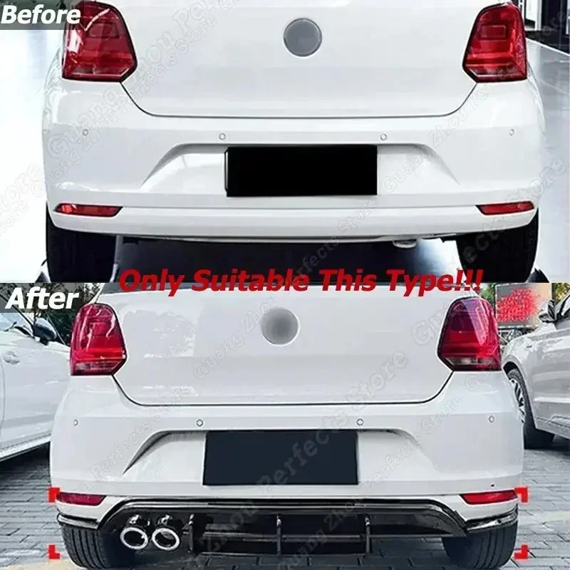 Rear Bumper Lip Spoiler Cover Splitter Body Kit Tuning For VW Polo MK5 6R  GTI Style /Polo 5 TSI MPI 4-Door Hatchback 2009 -2014