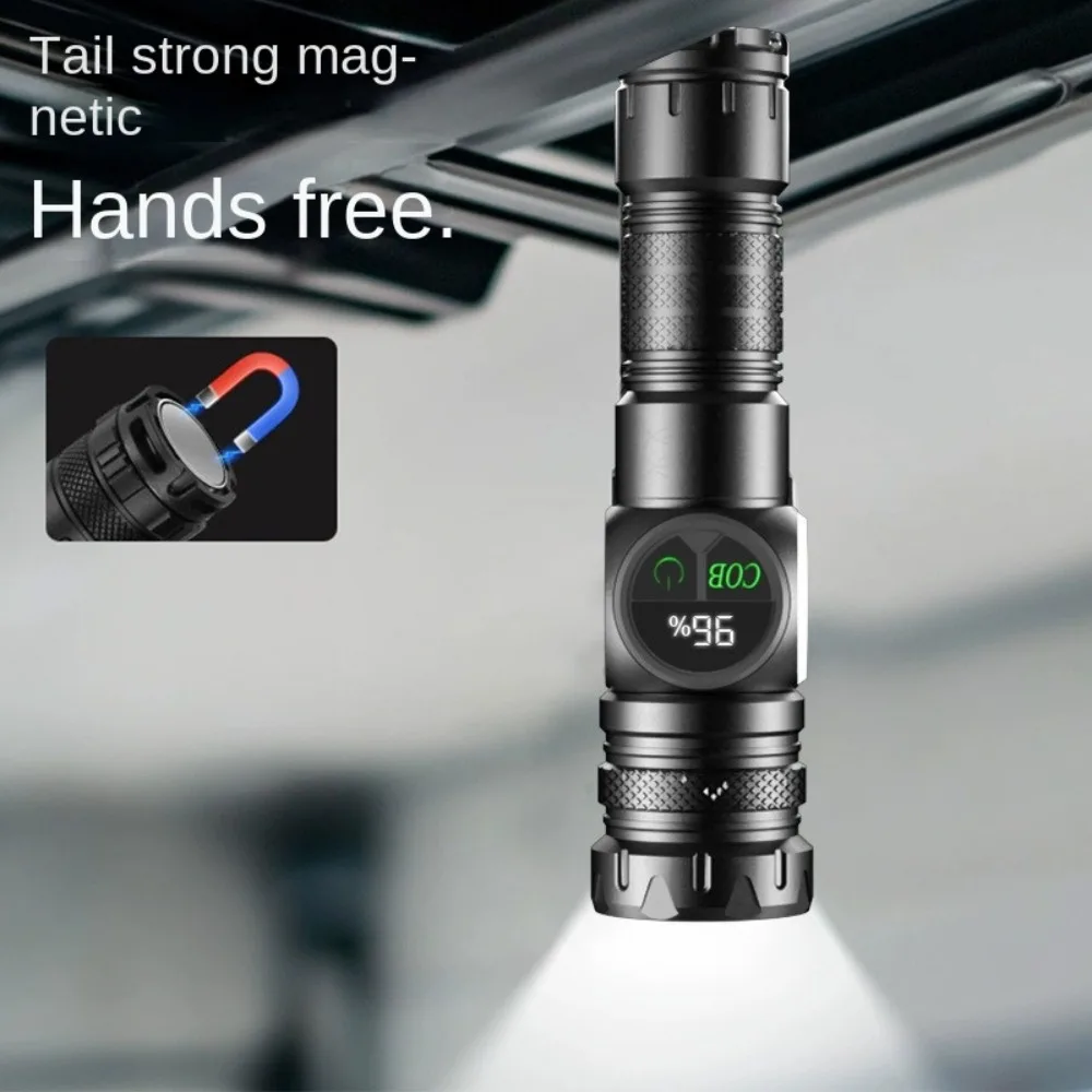 

USB Rechargeable LED Flashlight Searchlight Zoom Spotlight Display Torch Long Beam Magnetic attraction Camping Light Floodlight