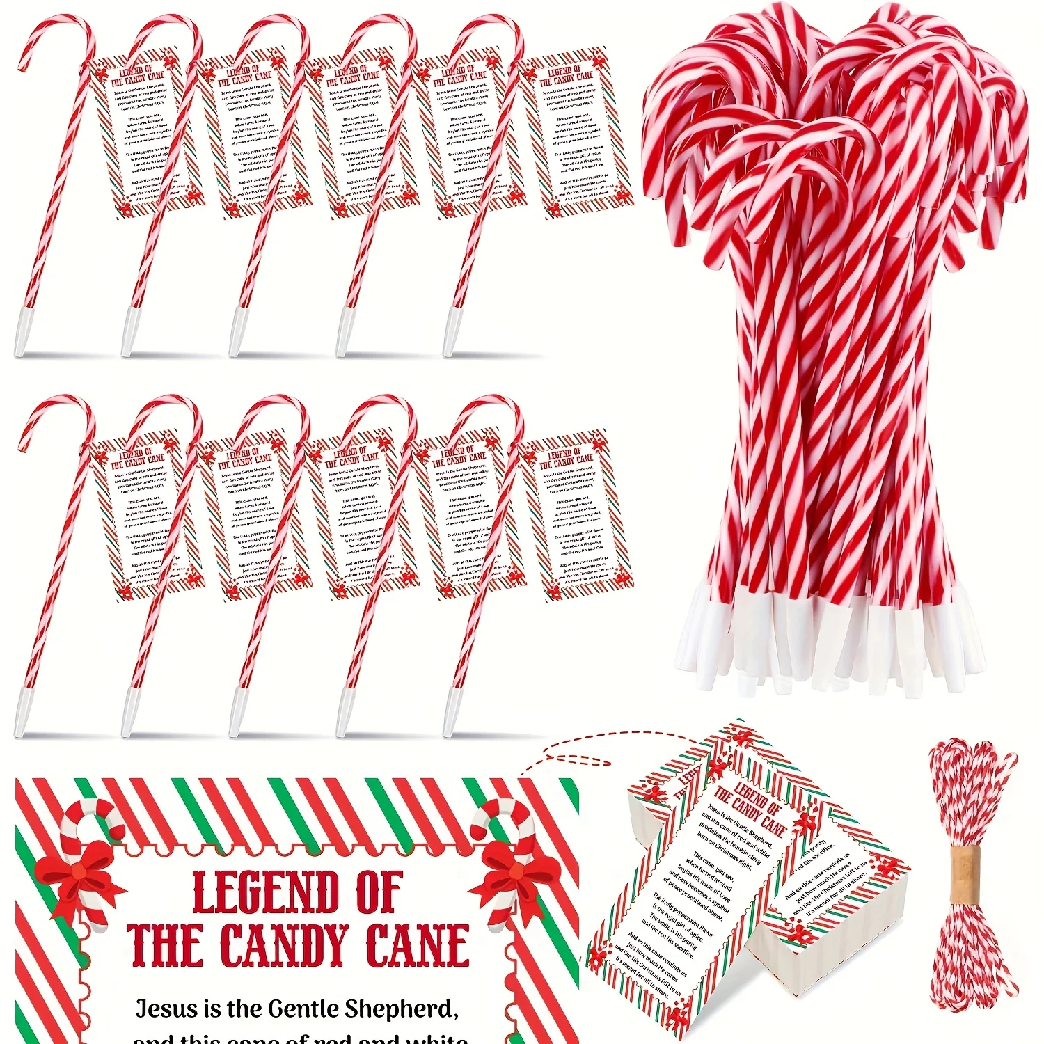 50pcs/20pcs/10pcs Candy Cane Gift  Pens - Gift Pen for Party, Christmas Church Party Favors Christmas Gift Pen, Christmas decor