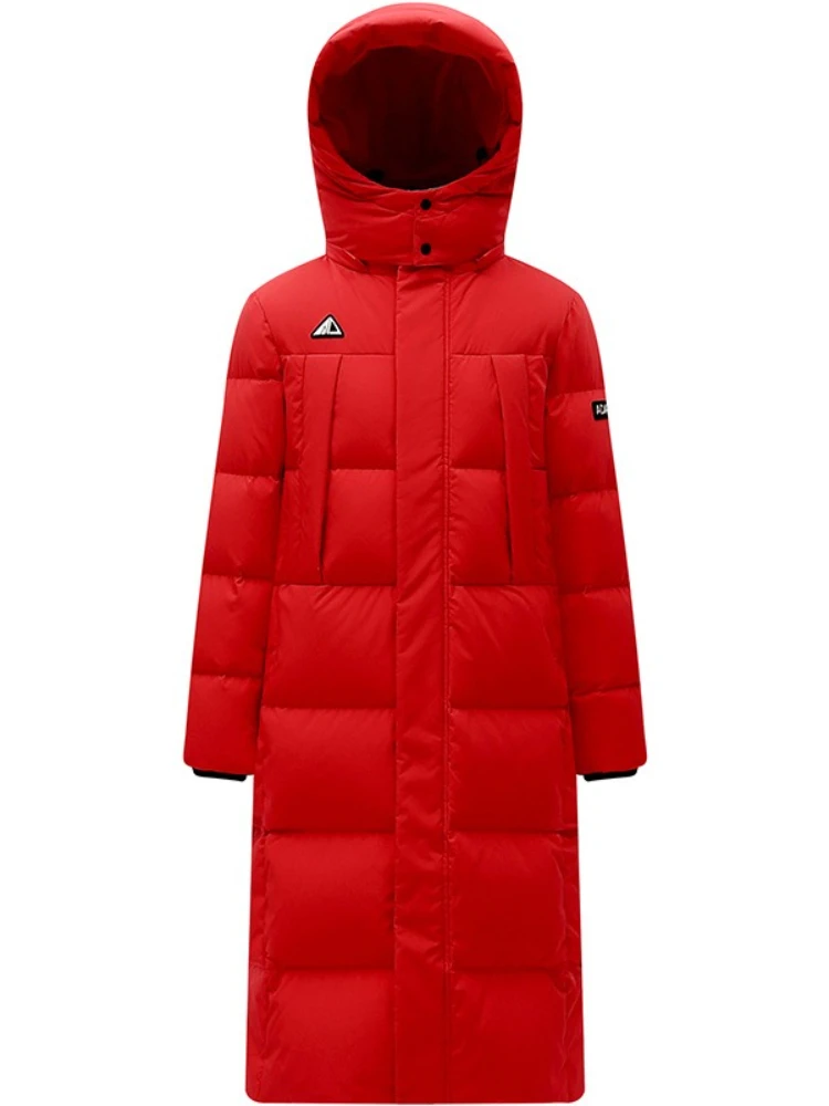 2025 겨울 내한성 다운 재킷 고온 고품질 남녀 공용 롱 두꺼운 따뜻한 패션 브랜드 레드 파카 트렌디