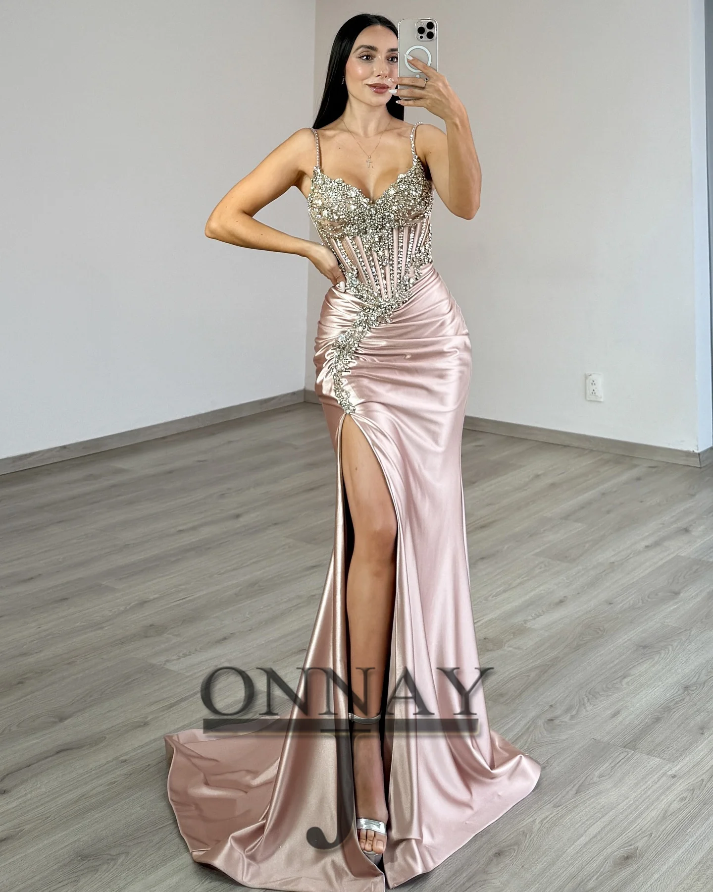 Customized Spagetti Straps Crystals Graduation DressesCorset Illusion Kuwait Dubai Robes De Soiree Bespoke Special Occasion image 3