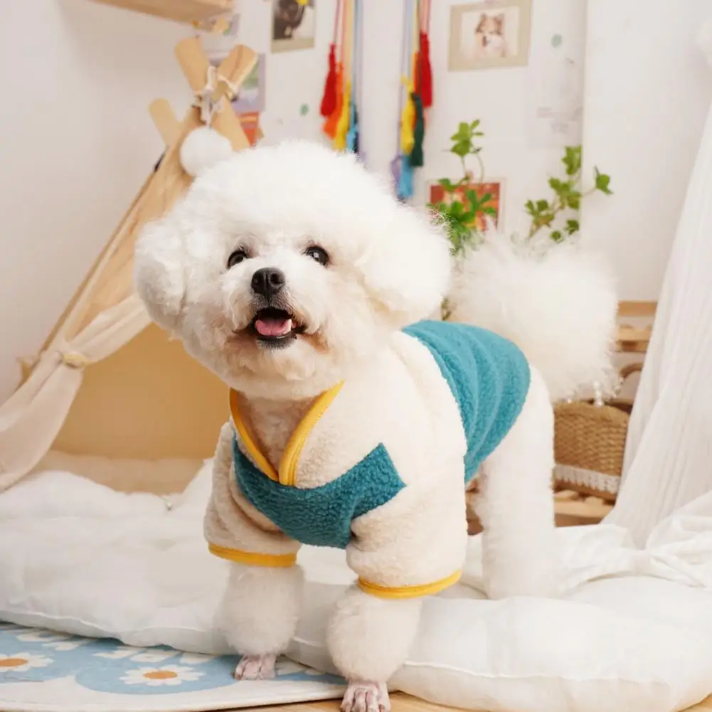 Pet Jumpsuit Cute Dog Winter Jumpsuit Color-Blocking Four-leg Design Warm Cat Overall одежда для мелких собак