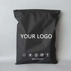 50pcs Custom LOGO Printed Black Matte Zip Bags EVA Plastic Ziplock Clothing Zipper Bag for Tshirt Hoodies Gift Retail Packaging