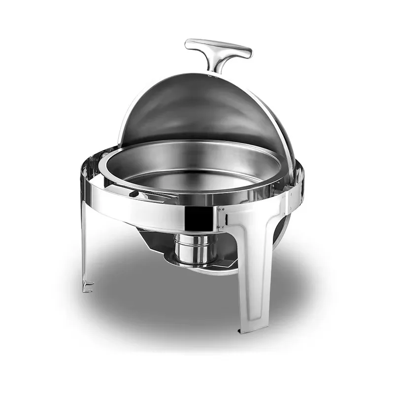 Liantong Cheap Economic Silver Color Stainless Steel Round 6 Liter Chafing Dish Hotel Restaurant Food Warmer