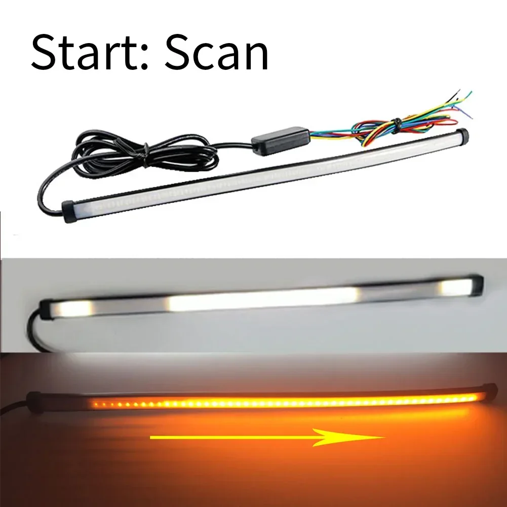 Motorcycle- LED Strip Light DC 12V 6000K- Start Scan Flexible LED Motorcycle Stop Light 20CM Motorcycle- Tail Light Signal Lamp-