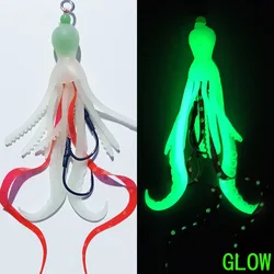 1PC Soft Silicone Squid Skirt Lure 15#17#19# Slow Jigging Assist Hook Luminous Trolling Bait Saltwater Sea Fishing Accessories