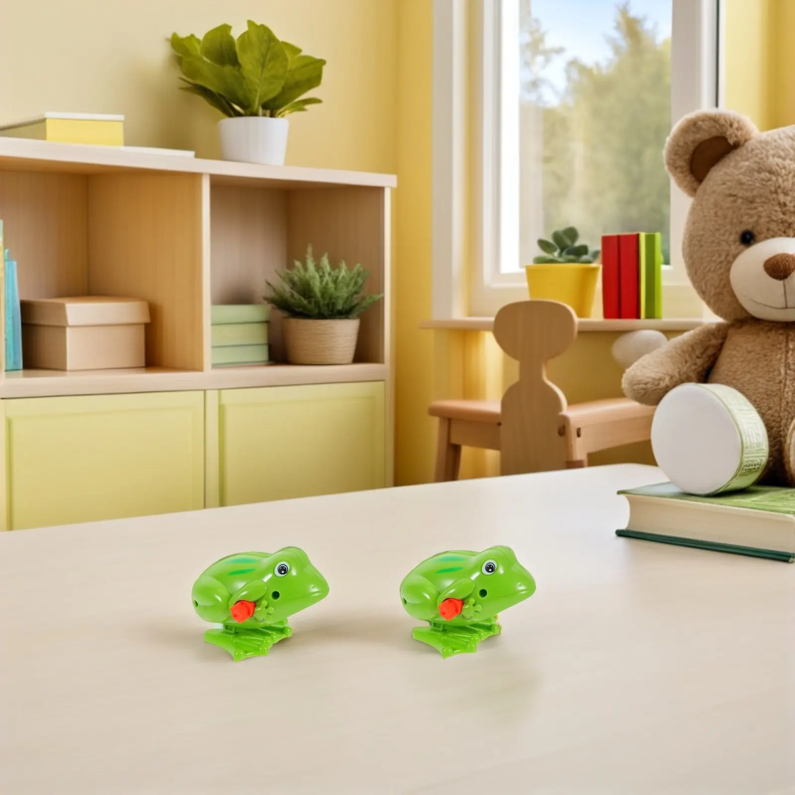 3Pcs Clockwork Frog Bouncy Children Gift Plastic Tactile Skills Cognition Imagination Green Clockwork Spring Frog