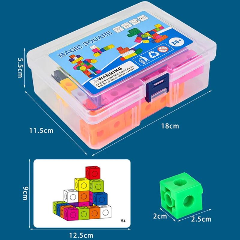 Montessori Rainbow Link ก้อนของเล่นเพื่อการศึกษาชุดการ์ดกล่องคณิตศาสตร์นับการเรียนรู้ซ้อนบล็อก Sensory เกมของเล่นเด็ก