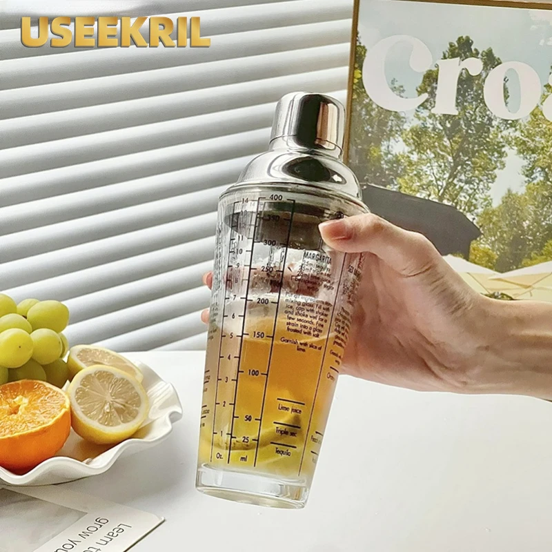 Transparent Scale Wine Cocktail Shaker Bar Shakers Mixing Fruit Juice Cup Glass Shaker Bartender Tools Bar Accessories For Bar