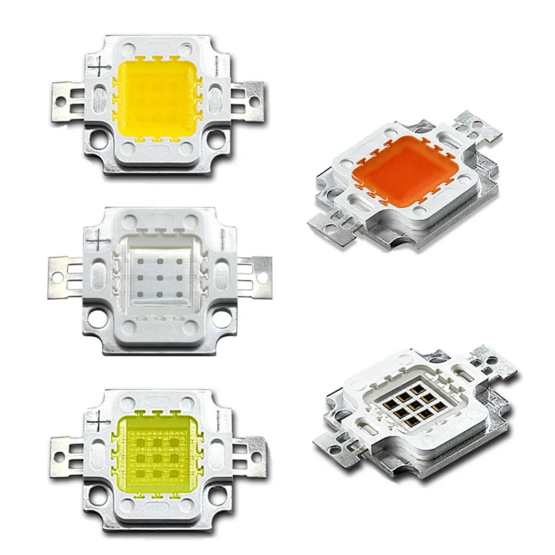 5 uds COV 10W cuentas de Chip LED rojo azul verde amarillo blanco cálido rosa luz UV LED integrado de alta potencia para bricolaje