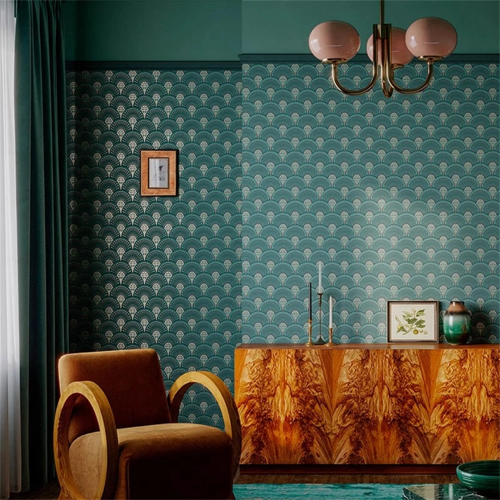 

Custom Retro scalloped shell background wallpaper bedroom sofa background hotel wallpaper for living room art home improvement
