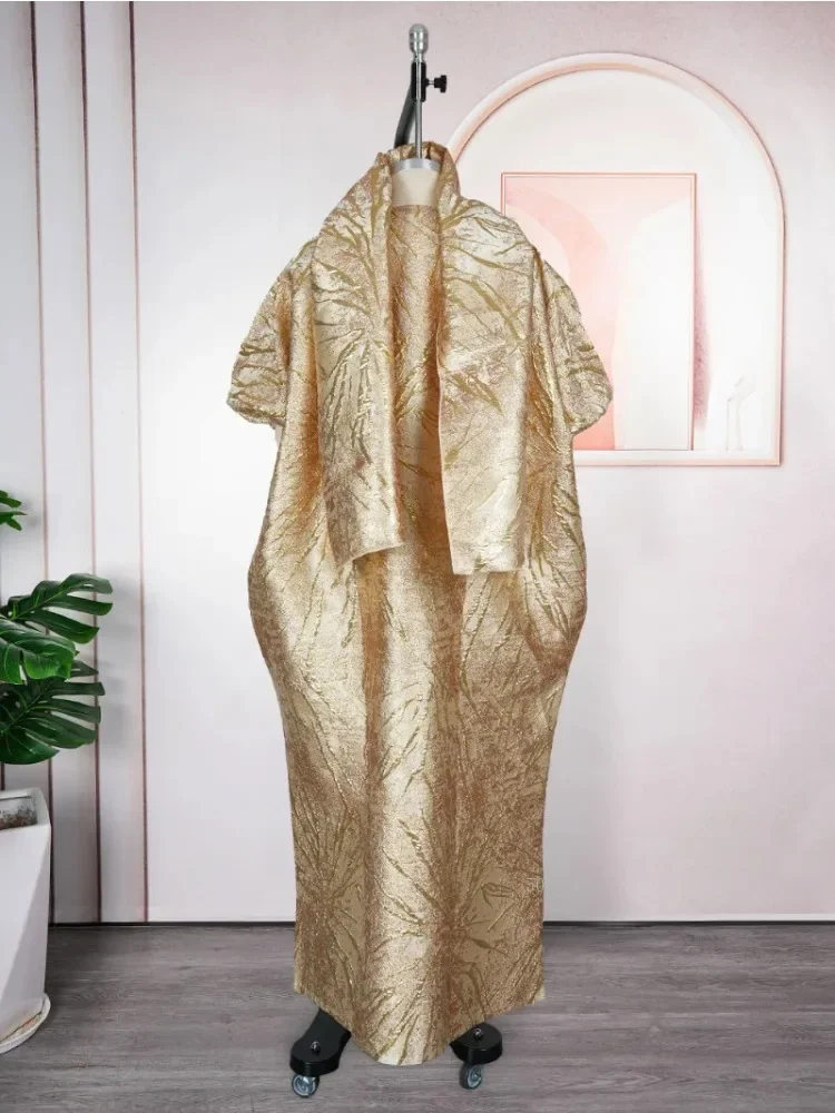 Elegante champanhe lantejoulas vestido africano para mulheres manga curta plus size muçulmano robe para festa à noite casamento nova chegada