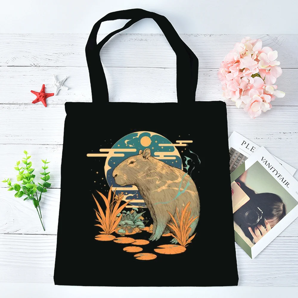 Capybara tote bag reusable torba na zakupy bolsas de tela shopper foldable femme