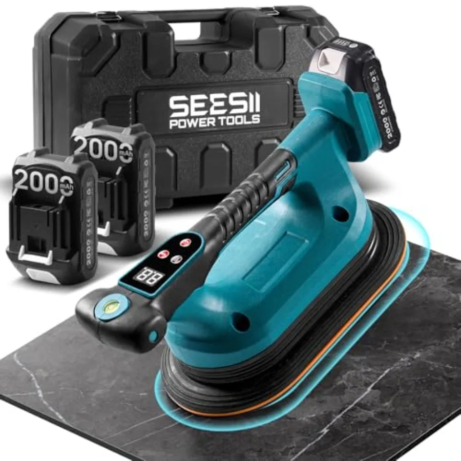 

2-in-1 Tile Vibration Tool and Electric Suction Cup 285mm 12 Speeds, 10 Hours Runtime, Fits 12×12in to 89×89in Tiles, 250kg/550