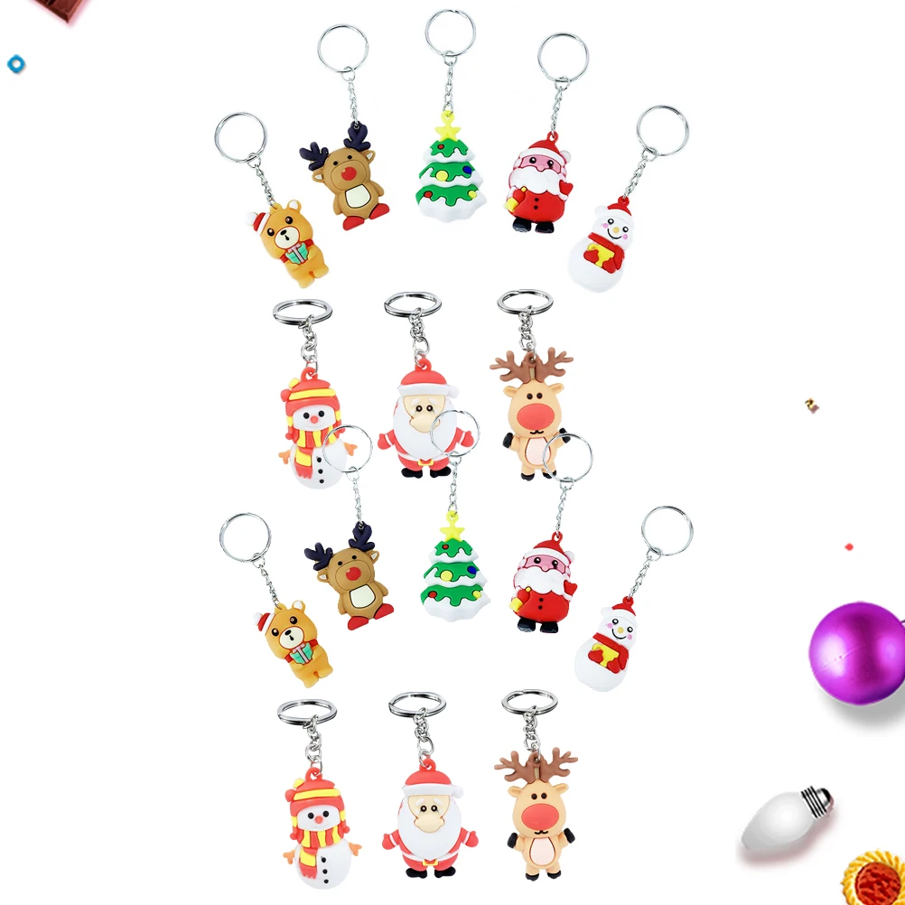 

16pcs Decoration Christmas Key Chain Silicone Lovely Lovely Keyring Angel Keyring Bag Cell Phone Supplies