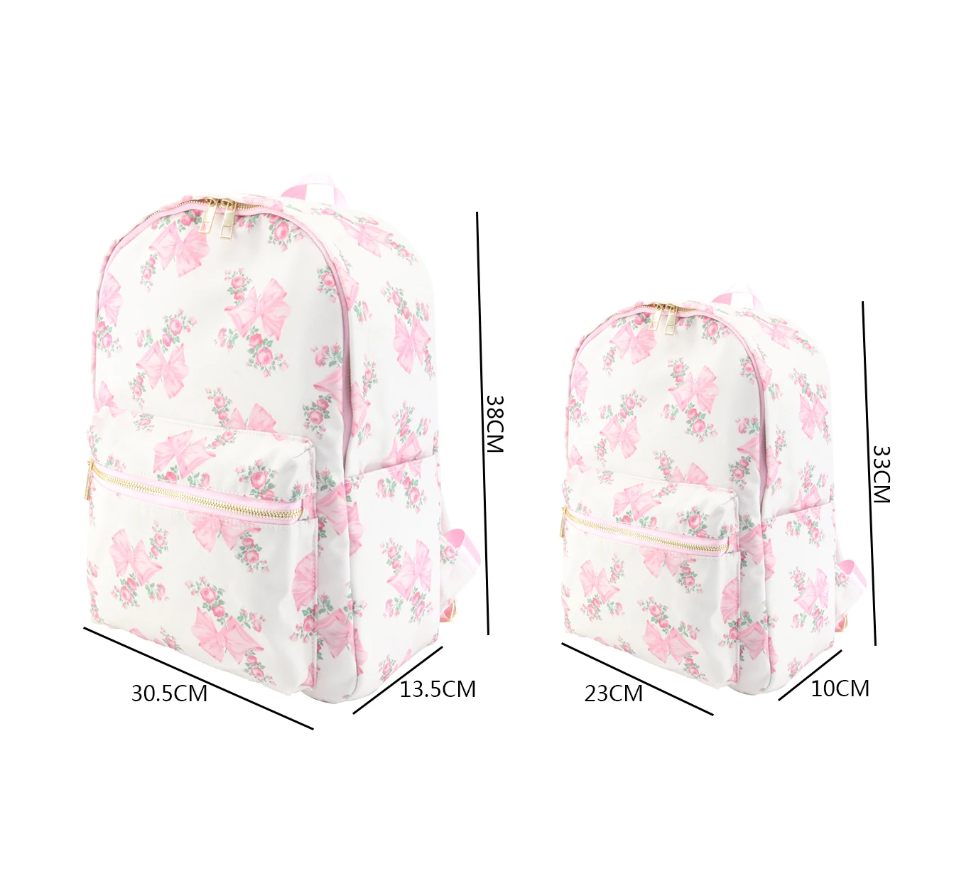 New Nylon Waterproof Blue Powder Print Bow Laptop Backpack For Girl Large Capacity Fashion Schoolbag Oernight Weekend Travel Bag