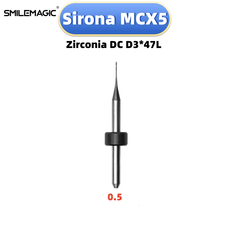 Sirona MCX5  Milling Burs For Grinding Zirconia Shank 3mm L47mm DC  Diamond Coating Drill Diameter 2.5/1.0/0.5mm Grind Tool