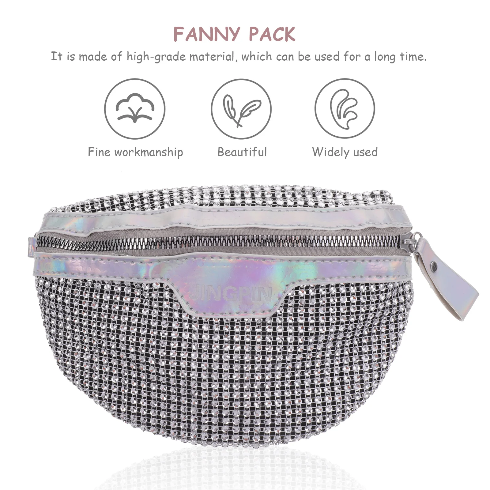 Riñonera con diamantes brillantes, bolsos, bolsa de almacenamiento con diamantes de imitación, Pu brillante para niña y mujer, riñonera de compras de felpa para mujer