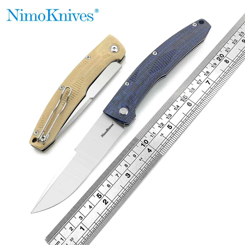 Nimoknives & Fatdragon Original Design R12 Folding  Knife Linen Handle D2 Blade EDC Multifunctional Tool