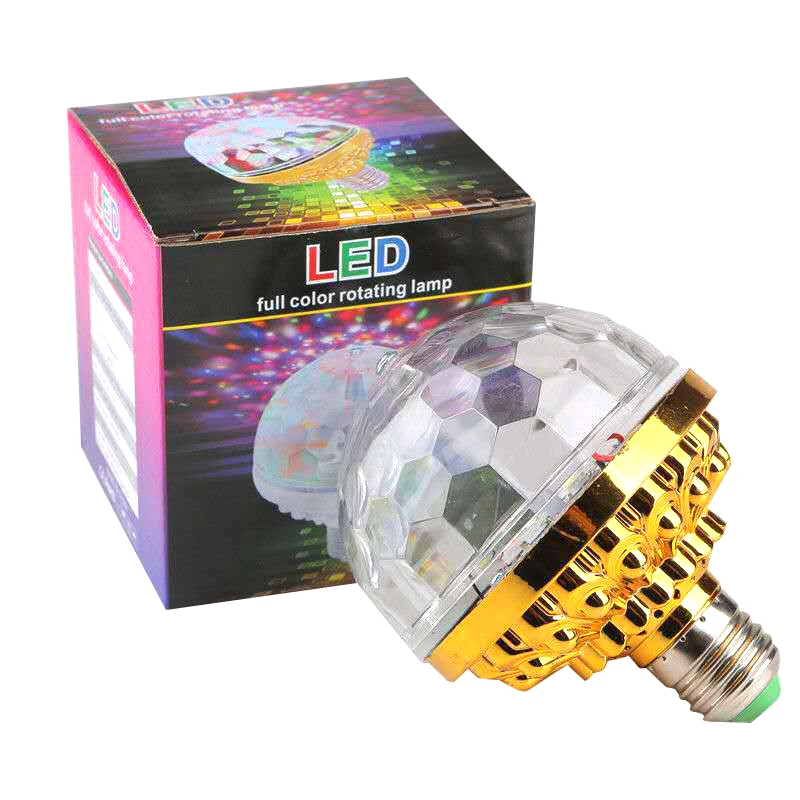 Colorful Disco Rotating Magic Ball Light Bulb With Sockets Magic Ball RGB LED Stage Light For Home Room Dance Parties Lighting