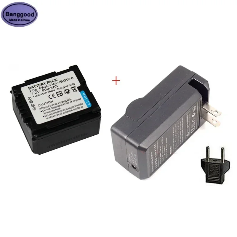 7.2V 900mAh VW-VBG070 VWVBG070 Camera Battery + AC Charger For Panasonic VW-VBG130 VW-VBG260 SDR-H20 SDR-H28 SDR-H258 HDC-SD1