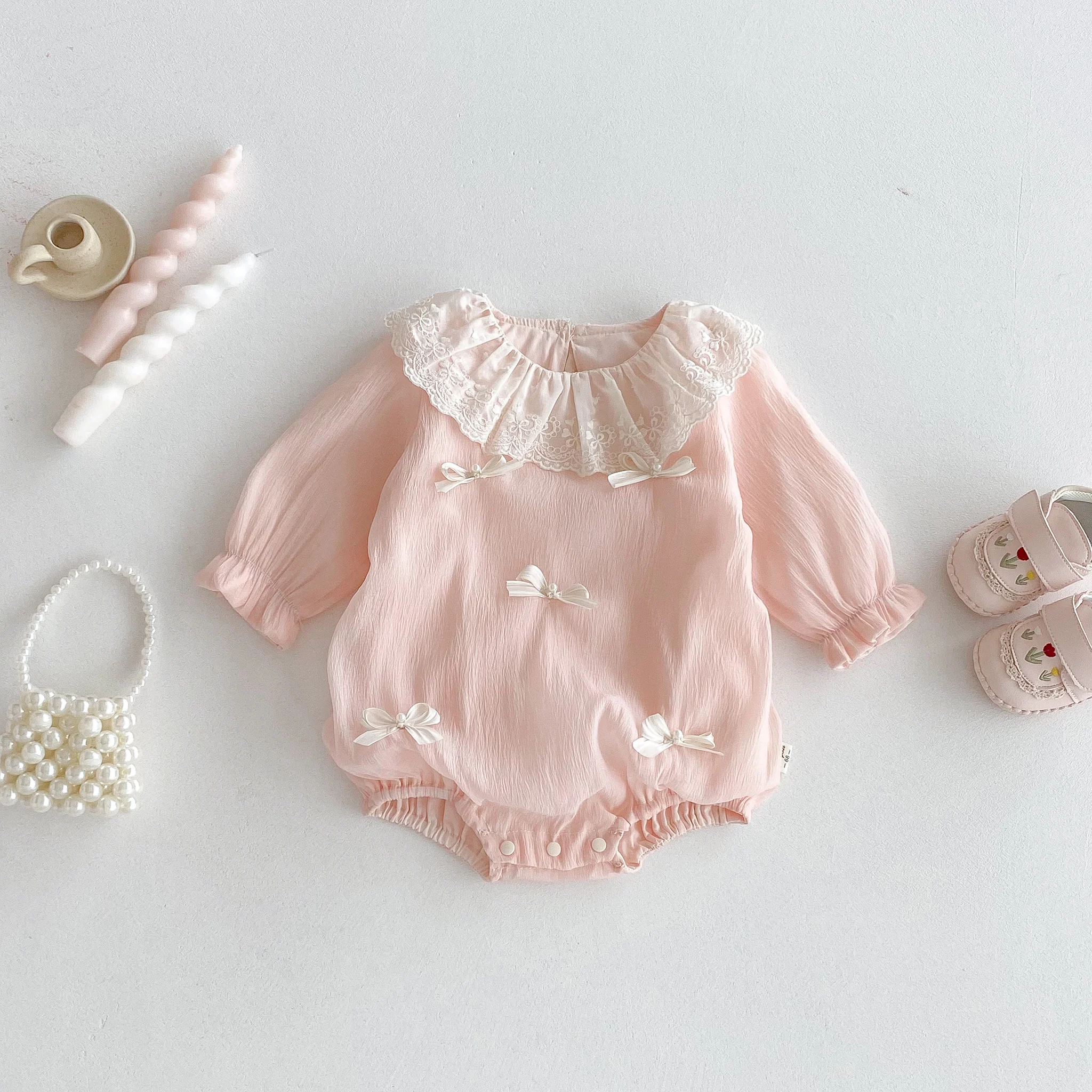 Autumn Baby Girl Pit Striped Casual Long Pants Set, Bow Print Long-Sleeved Cardigan + Flared Long Pants Set