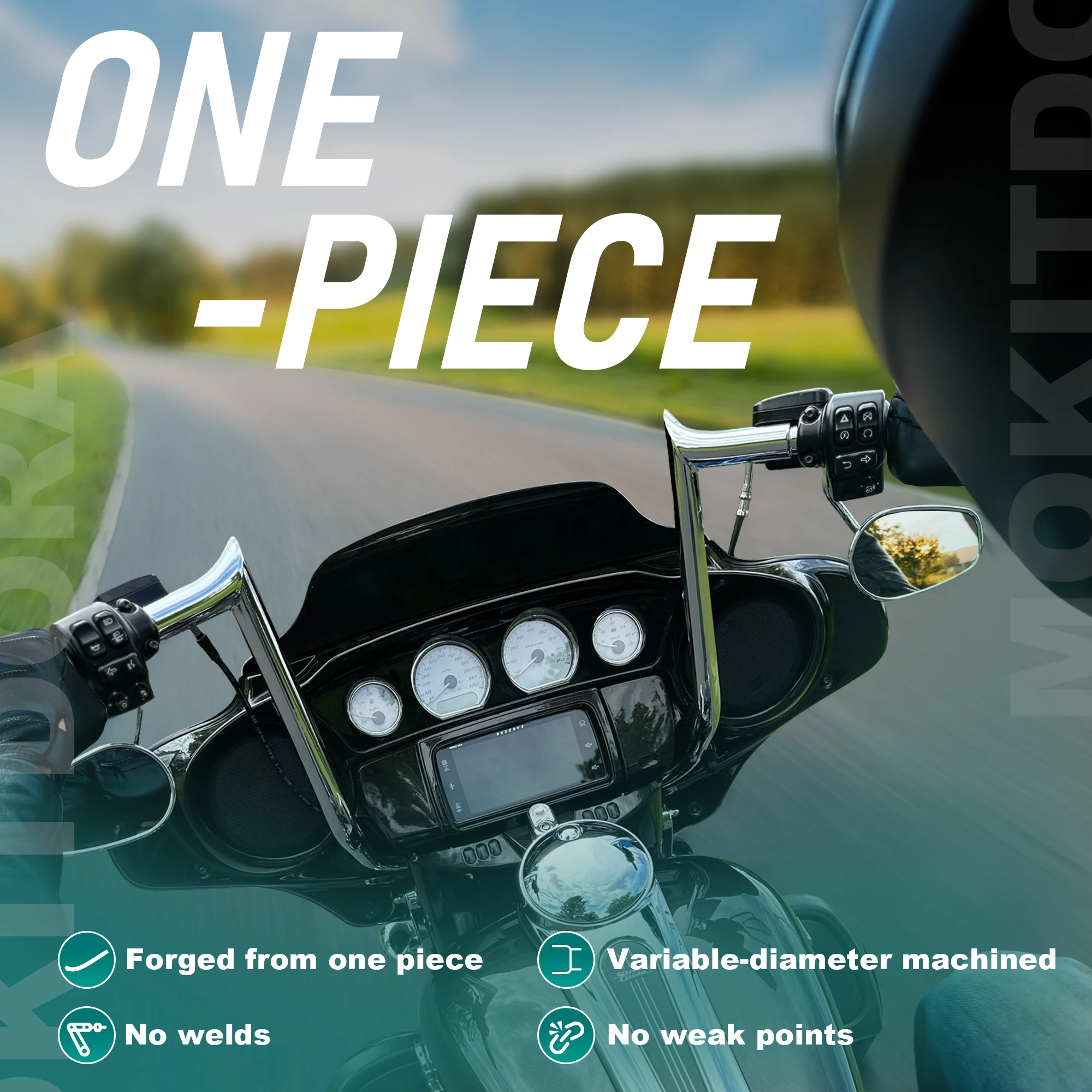 مقود Touring 10/12/14 بوصة ارتفاع 1.25 بوصة سلكي مسبقًا لهارلي 2016-2023 Street Glide Electra Glide Ultra Limited #6