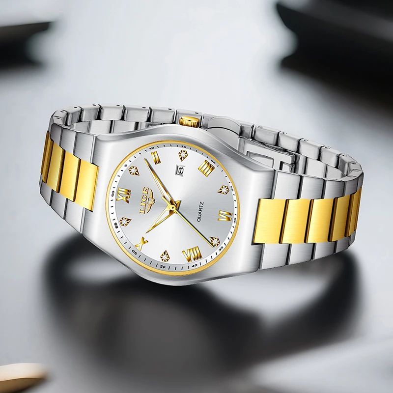 ساعة LIGE الرياضية البسيطة للنساء، ساعة يد أنيقة بسوار للنساء من الفولاذ المقاوم للصدأ مقاومة للماء، ساعات يد كوارتز نسائية