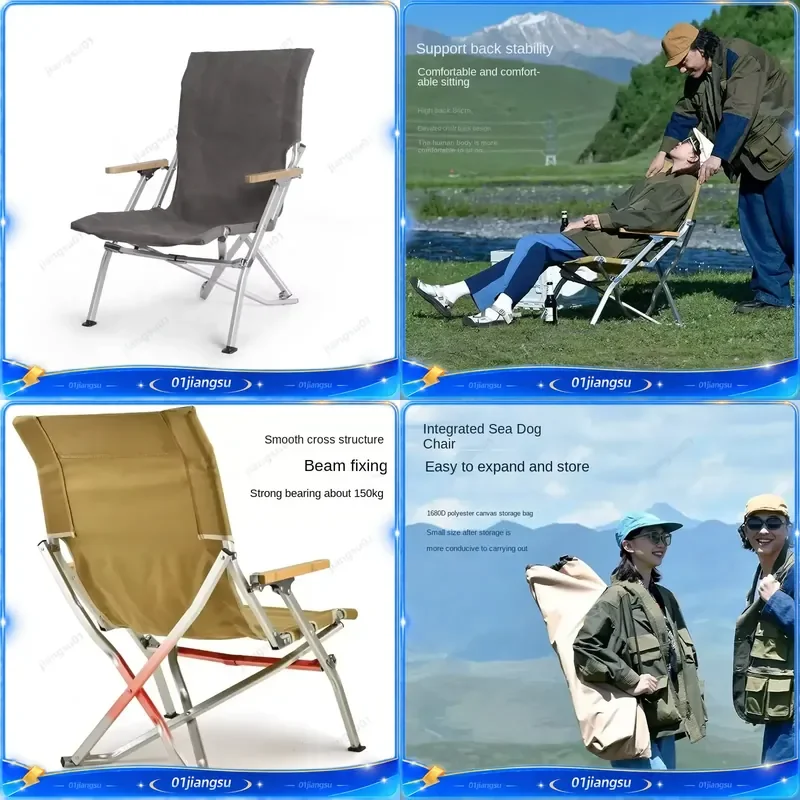Foldable Camping Chair Lightweight Portable Outdoor Fishing Garden Furniture Relaxing Leisure Seat for Beach Picnic Travel