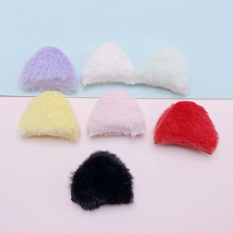 Girls Furry Ears Padded Appliques for Furry Hair Clip Clothes DIY Headwear