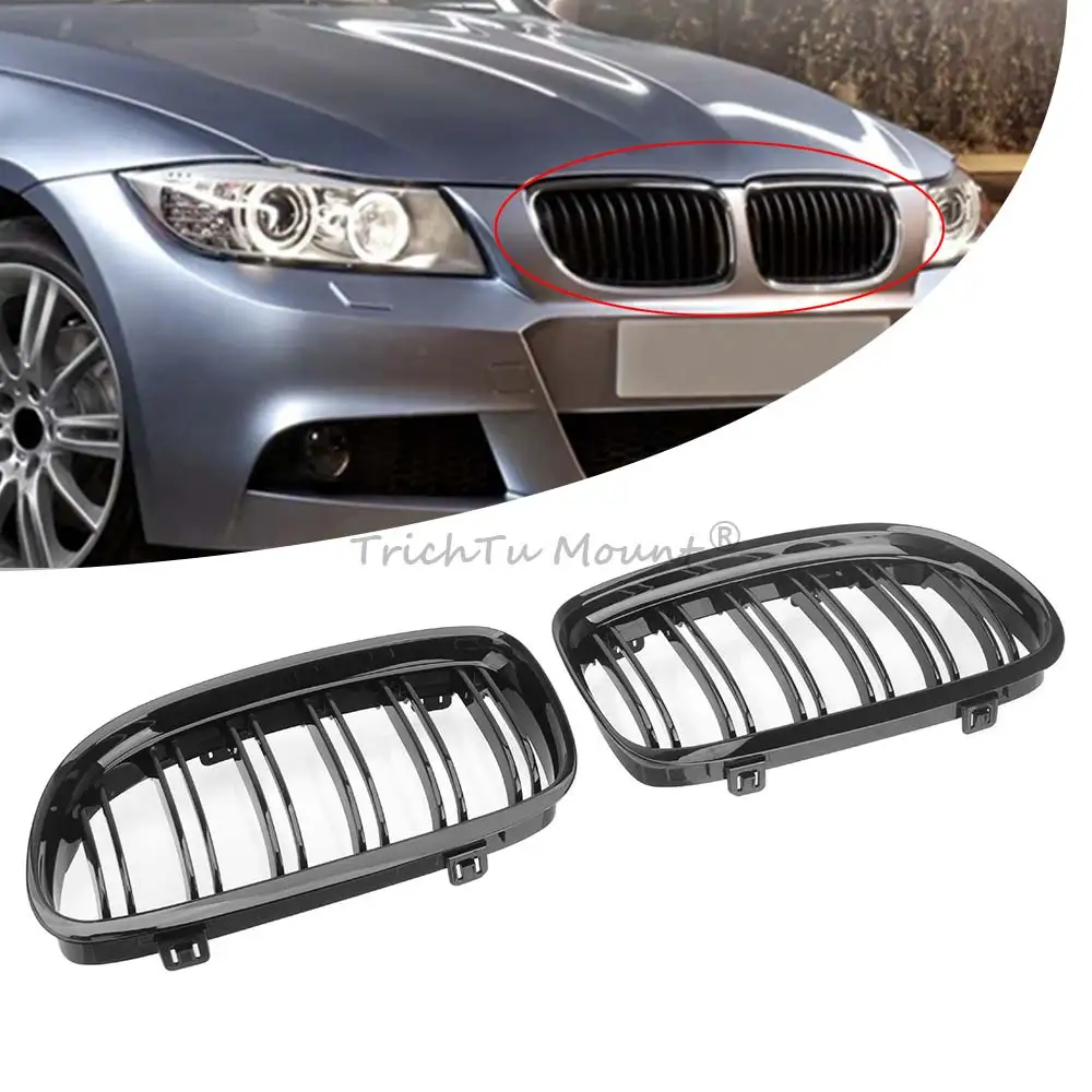 

Car Front Grill Grille Double-Layer Grille Style Black For BMW 2008-2011 E90 E91 Facelift Models