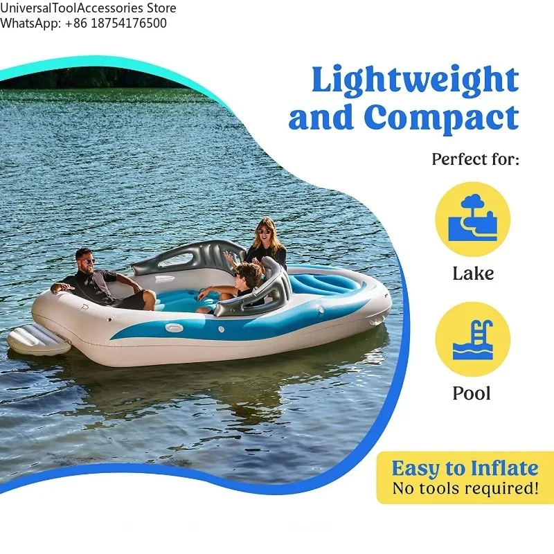 6-Person Inflatable Boat, Thickened PVC Dinghy for Commercial Island Hopping, Party Rafting & Outdoor Water Sport
