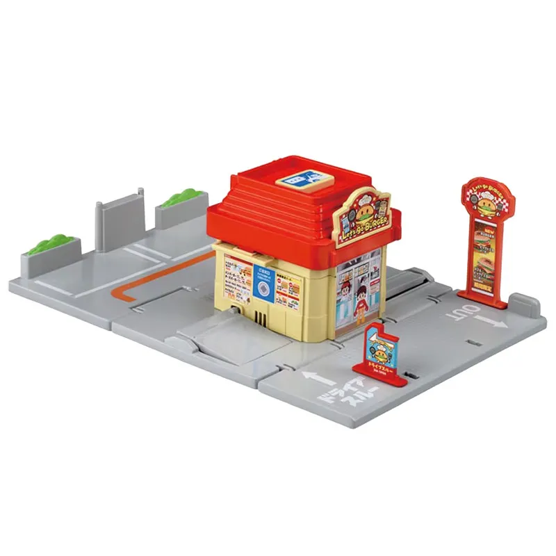 Takara Tomy Tomica 948995 Town Burger Shop,50 Kinds Sound Effects Diorama Scene Set,No Die‑cast Car,Collectible Building Accesso