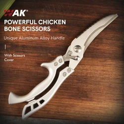 WAK Professional Stainless Steel Kitchen Scissors Poweful Chicken Bone Scissors Chicken Duck Fish Cutter Shears Cook Scissors