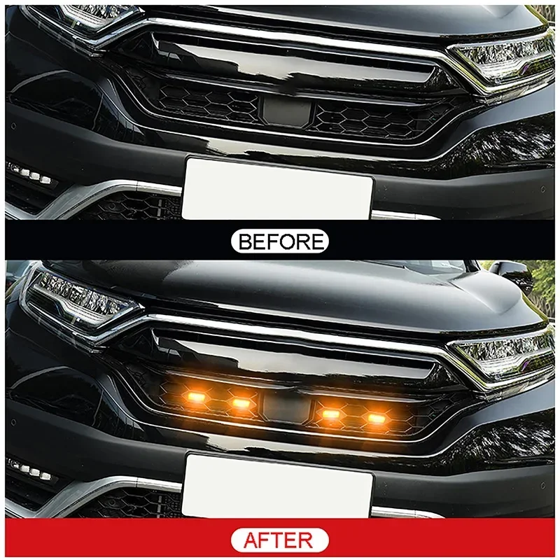 LED Car Lights 4Pcs Front Grille LED Light Safety Warning Light Harness For Honda CRV 2017-2022 Car Accessories LED Signal Lamps