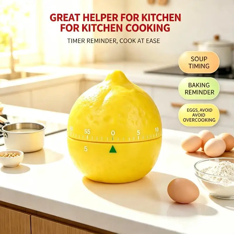 Cute Fruit Pattern Mechanical Countdown Timer Clock Loud Reminder for Home Kitchen Cooking Roast Food Timing