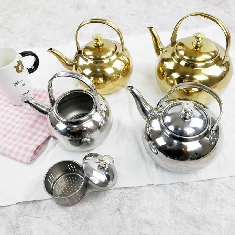 

Stainless Steel Water Kettle with Filter, Tea Kettle, Hotel Coffee Pot, Restaurant Tea Kettle, Silver, Gold, 0.75L, 1L, 1.5L, 2L