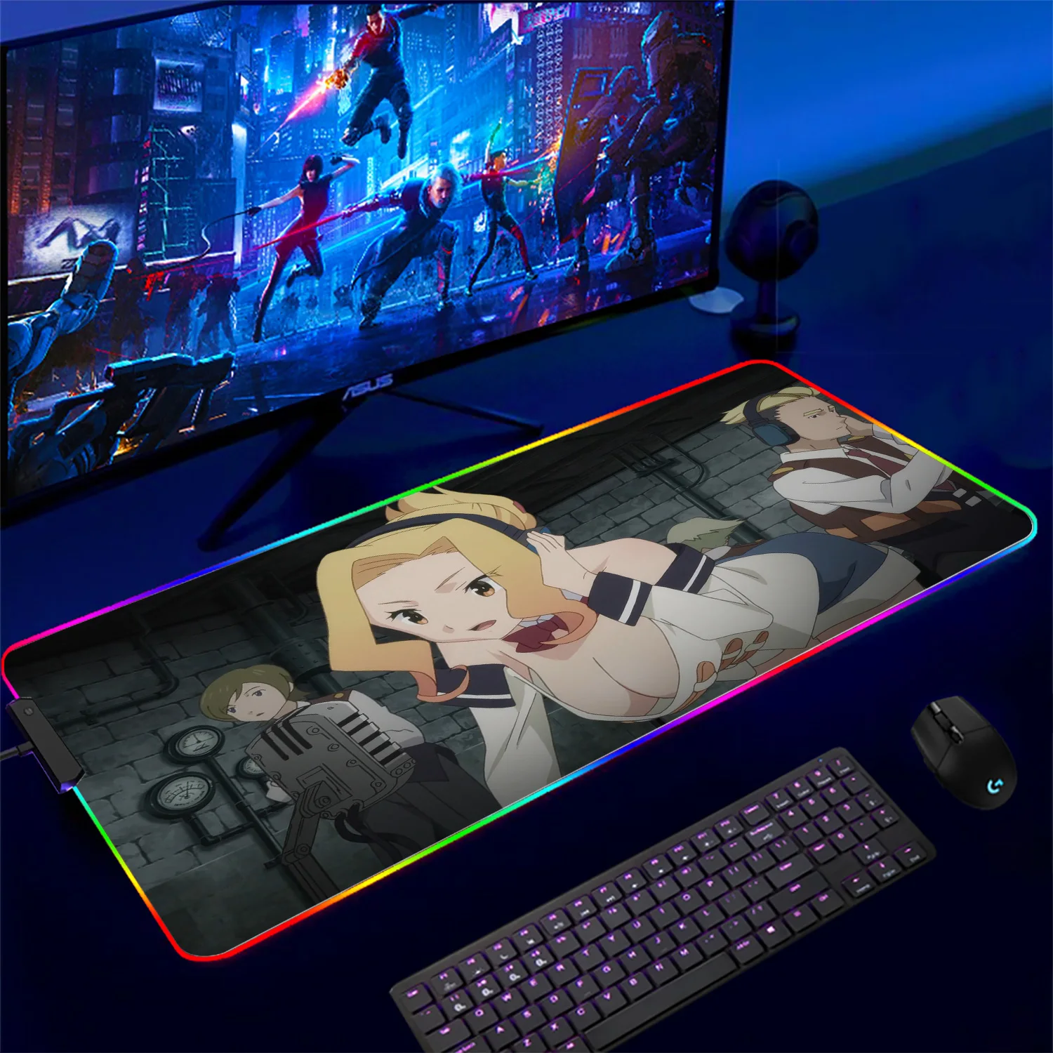 RGB Computer Mouse Pad May God bless this beautiful world animation Desk Mat Fast accessory Non-slip soft  Mousepad Large