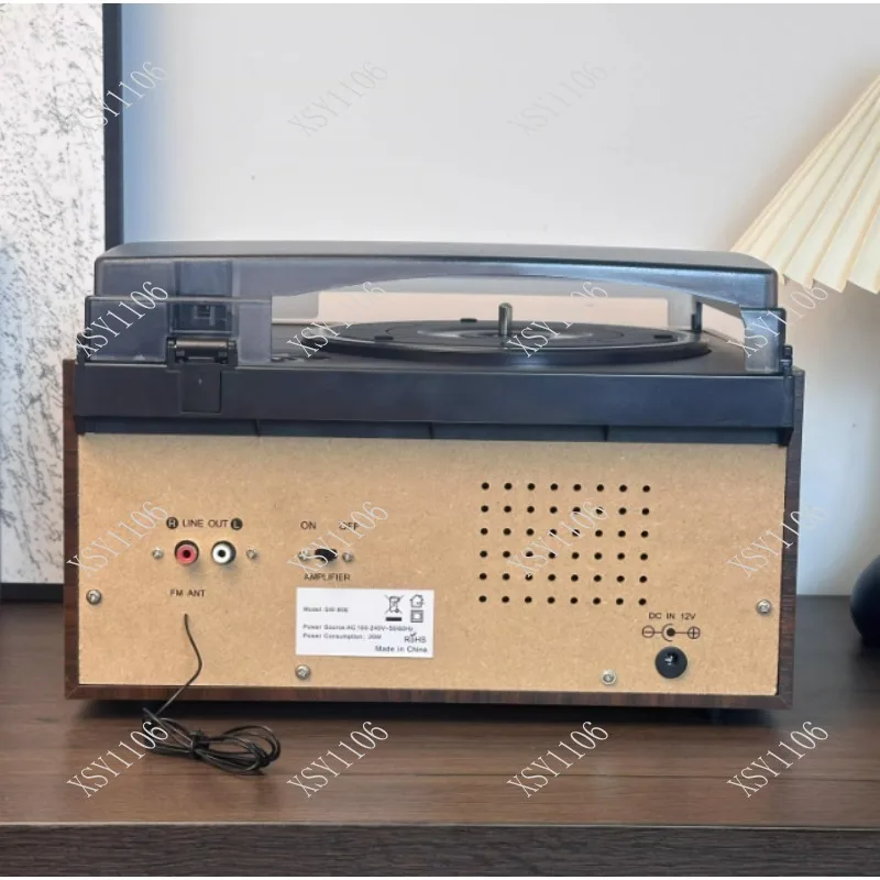 Retro Vintage Turntable 3-Way Music Player with BT CD Tape Player Home Compact Sound System