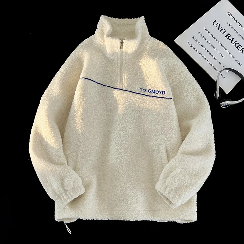 

Мужская зимняя утепленная куртка из овечьего вельвета, модная свободная модель с воротником-стойкой, на хлопковой подкладке, молодежная, теплая, защищающая от холода