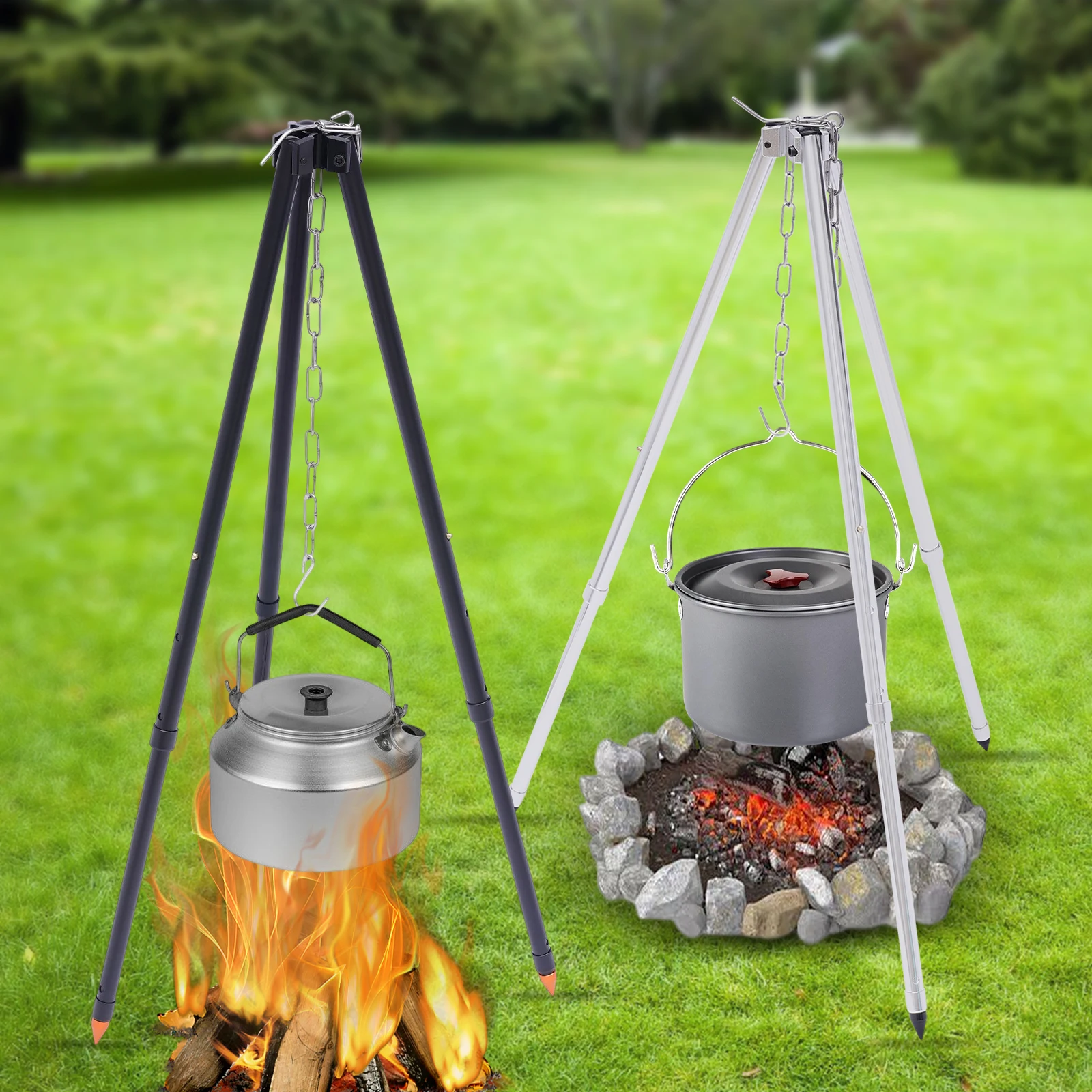 Camping Tripod Hanger with Storage Bag for Outdoor Activities Hanging Barbecue Grills Pots Kettles Outdoor Stove & Accessories