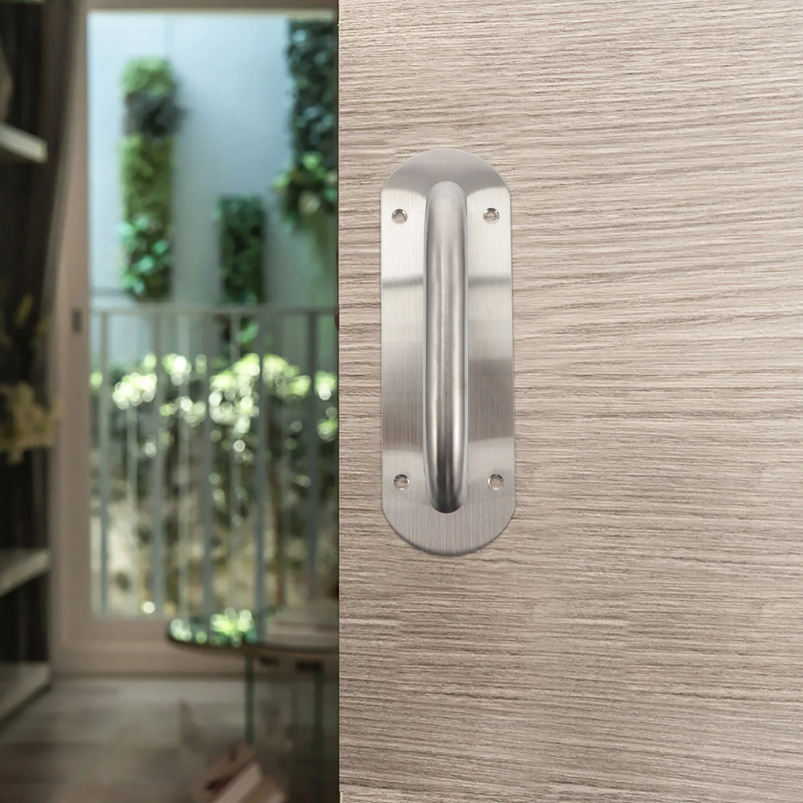 

Elliptical Handle Steel Pull Plate For Glass Security Fire Door Commercial Stainless Steel Door Pull Residential Use