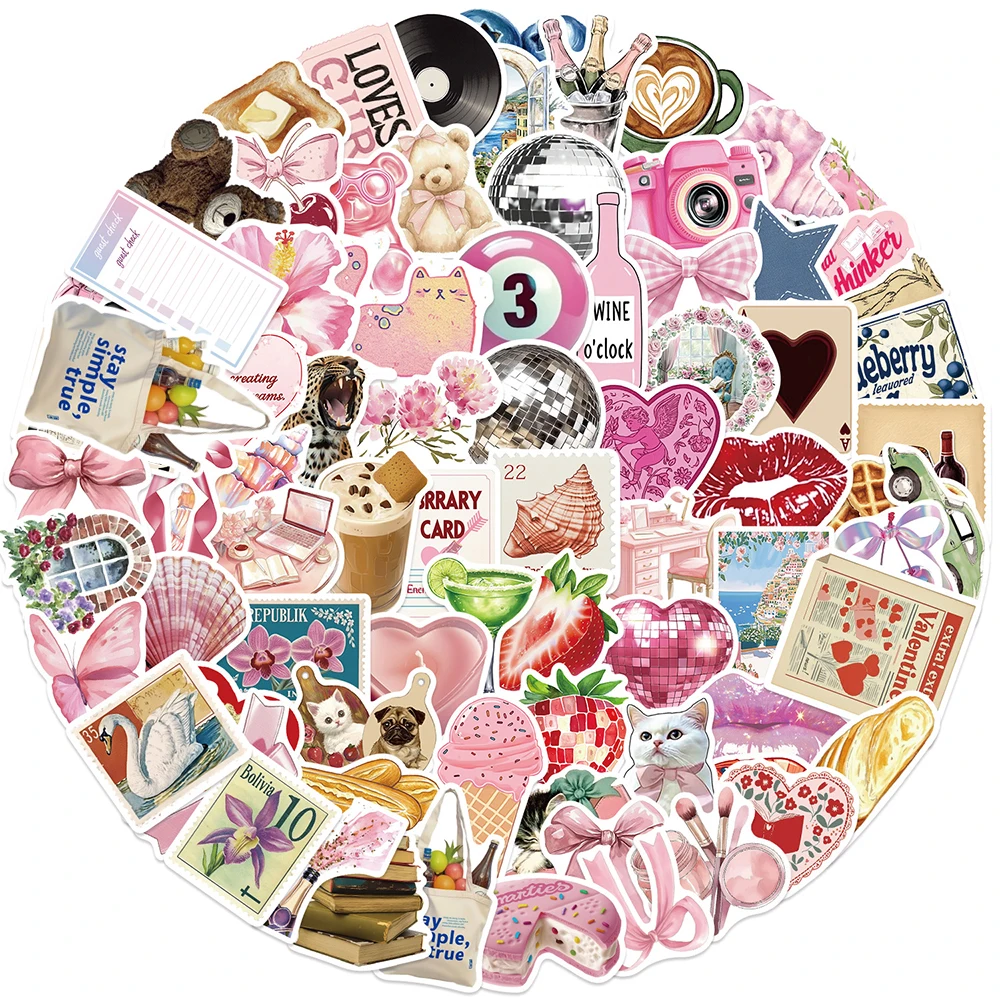 10/30/50/100 قطعة لطيف الكرتون الوردي الحيوان الجمالية ملصقات الشارات محمول دفتر جراب هاتف مذكرات الثلاجة لاصقة تزيين