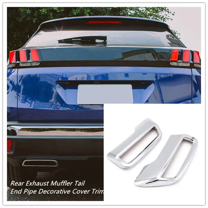 For Peugeot 3008 5008 Allure 2017-2023 ABS Chrome Rear Exhaust Muffler End Pipe Cover Trim Car-Styling Exterior Part Accessories