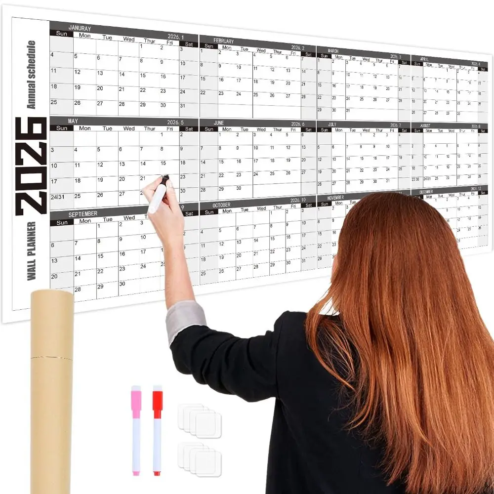42x100cm 2026 English Calendar Creative Colorful 12 Month Calendar Notes Agenda Organizer Large Size Calendar School