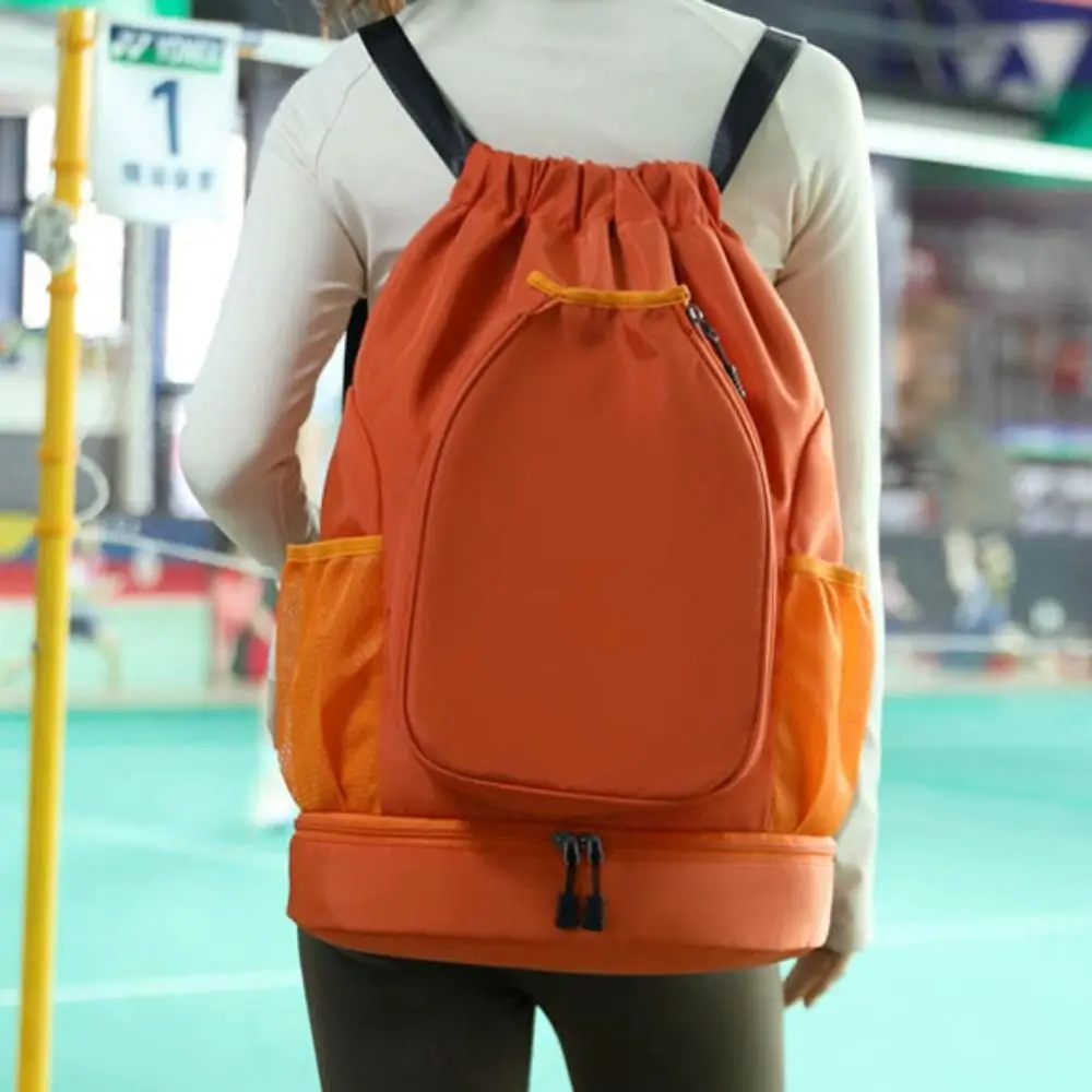 2 Rackets Tennis Racket Backpack Large Capacity with Shoes Pocket Badminton Sports Bag Drawstring Closure Adjustable Strap