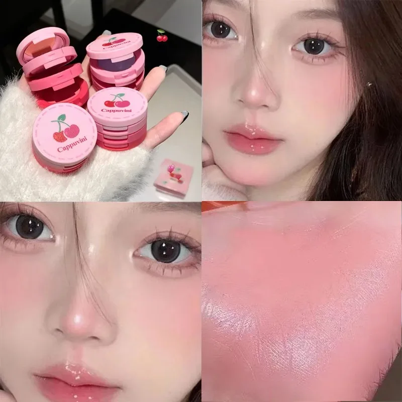 3 In 1 Blush Crème Modder Mousse Blusher Palet Rose Kersenwang Tint Blusher Make-Up Matte Perzik Rouge Contour Gezichtscosmetica