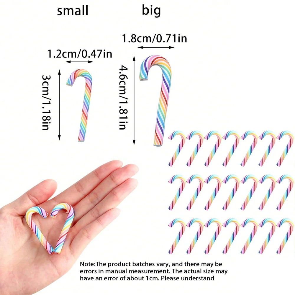 30 قطعة من قصب الحلوى الملونة بحجمين لتزيين عيد الميلاد لطاولة العطلات ومزهرية متناثرة وحشو الحرف اليدوية