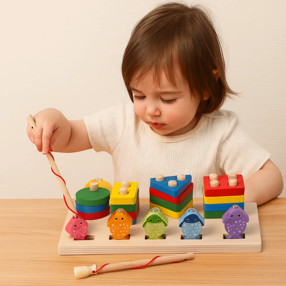 Jeu de pêche magnétique en bois, reconnaissance des couleurs, jeu de société assorti interactif Montessori, Puzzle multifonctionnel